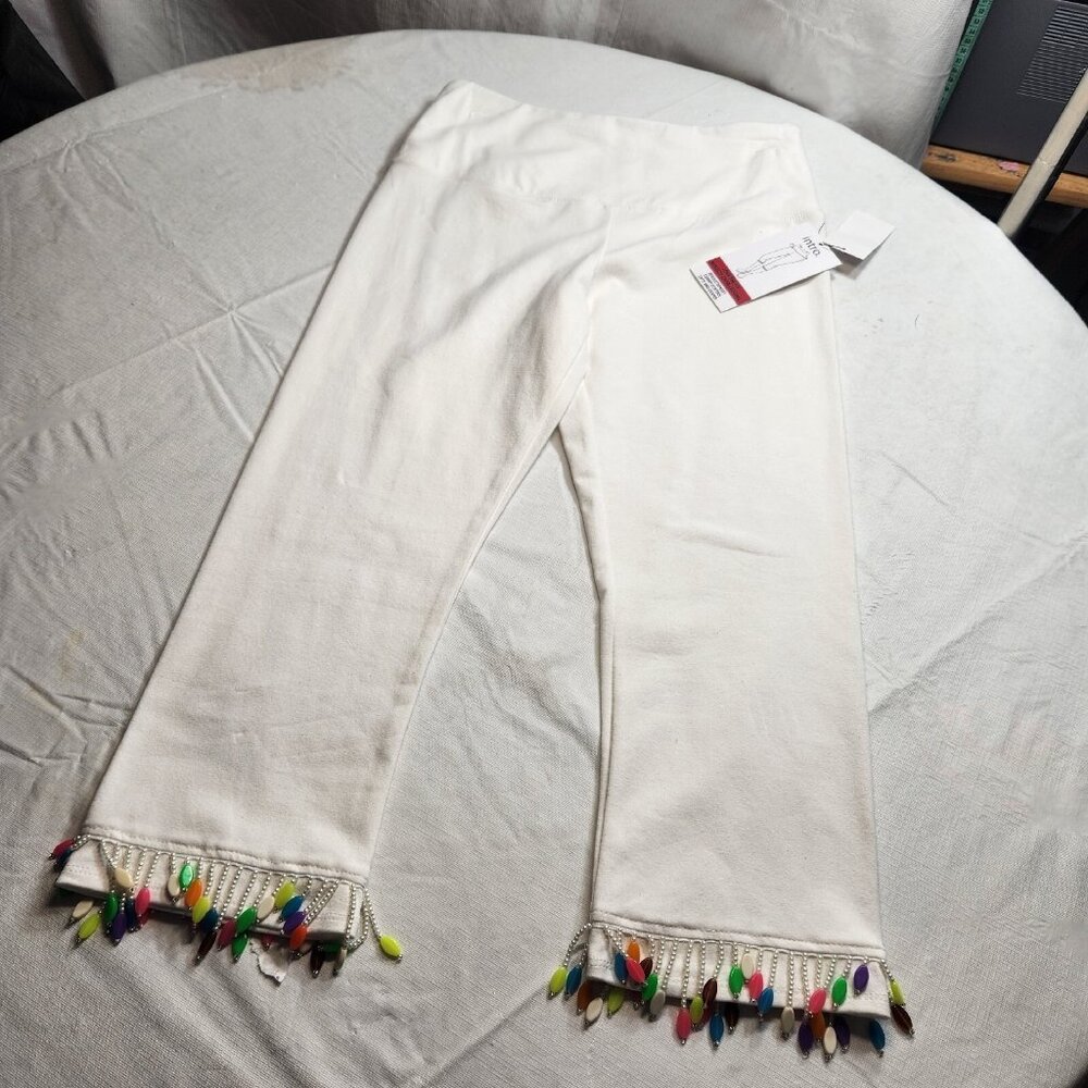 Intro Love The Fit Womens Size S P Capri Leggings  White pull on Stretch --19 - Picture 2 of 9
